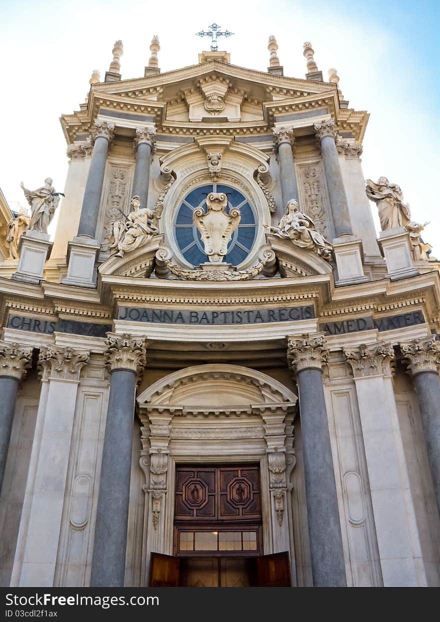 The church of Santa Cristina on Piazza San Carlo in Turin, Italy. It was built during the 17th century with a marble façade in baroque style. The church of Santa Cristina on Piazza San Carlo in Turin, Italy. It was built during the 17th century with a marble façade in baroque style.