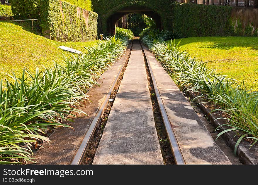 Railway in green park