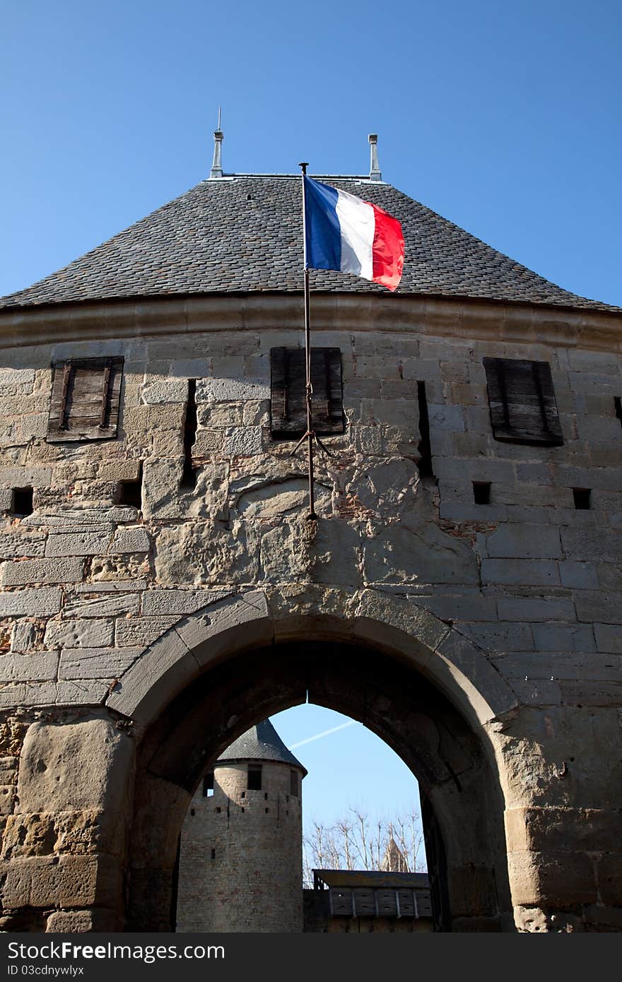 Tower of the medieval castle in Carcassonne.France