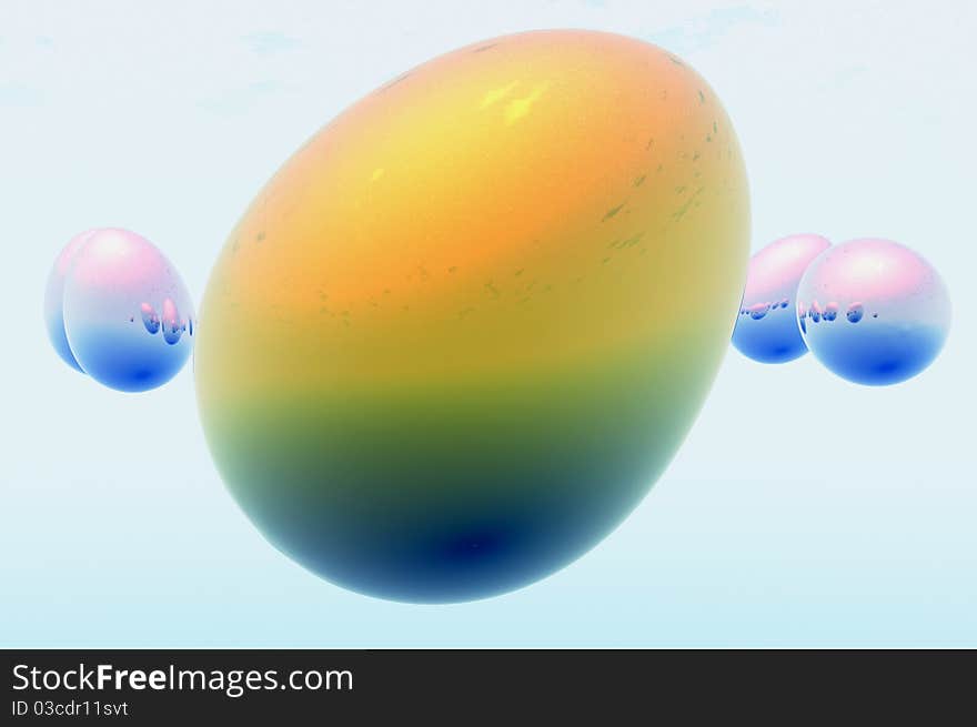 Gold nest egg 3d render concept image