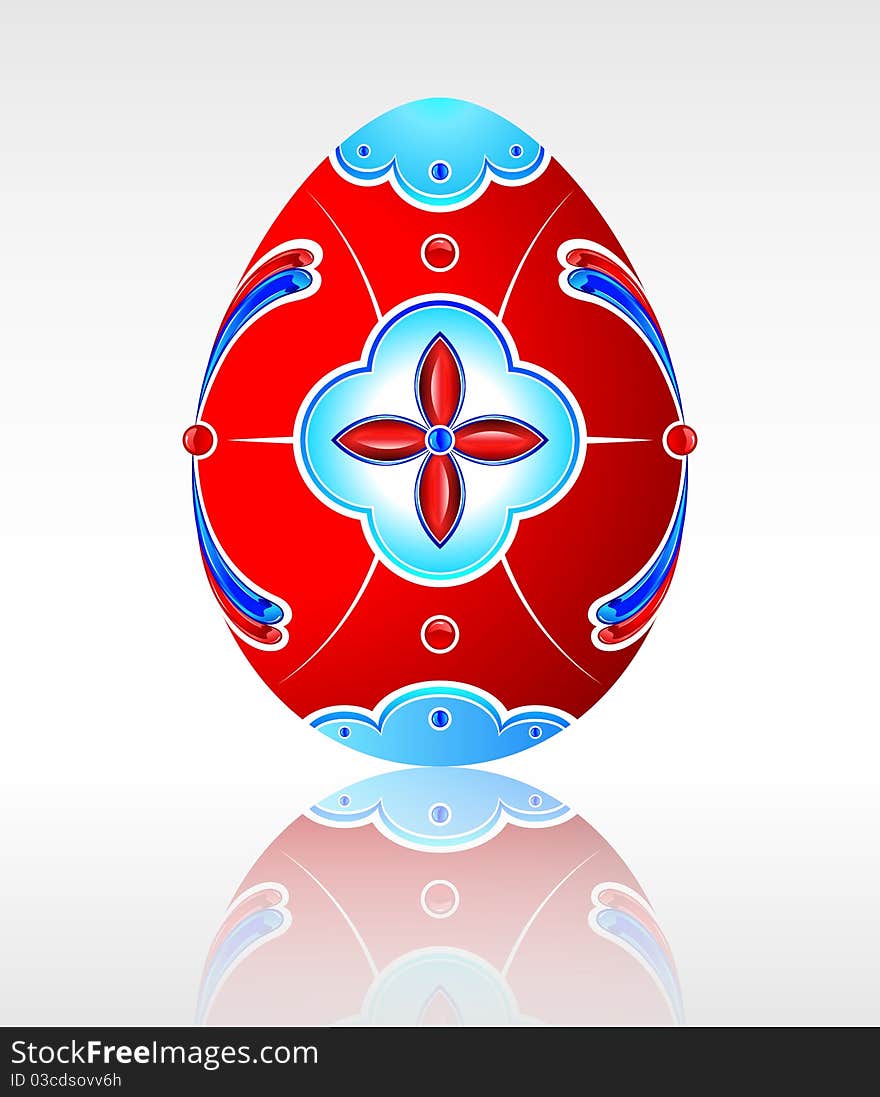 Beautiful red Easter egg with a pattern