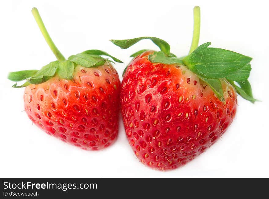 Strawberry fruit over white bankground