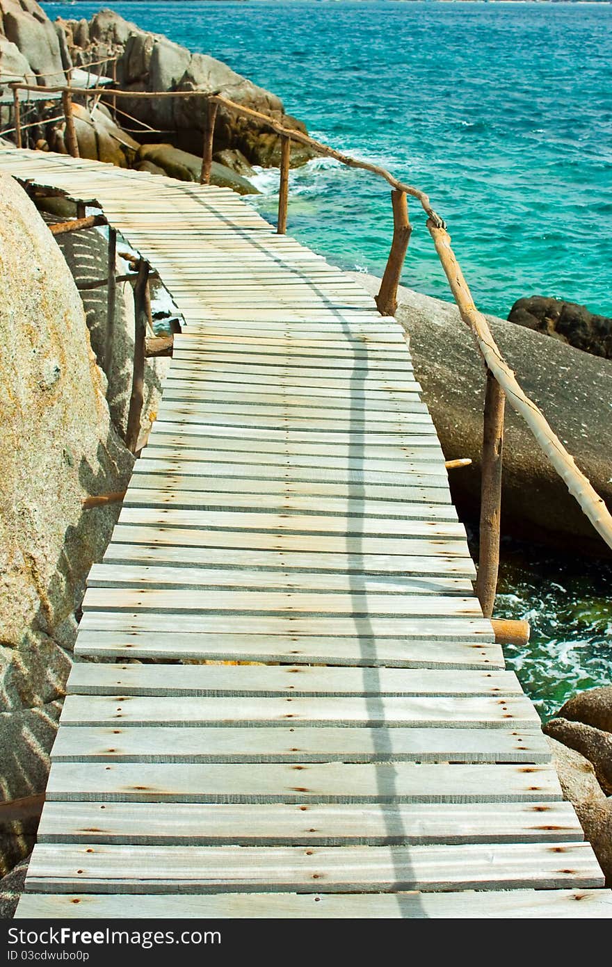 Walk way around the island. Walk way around the island