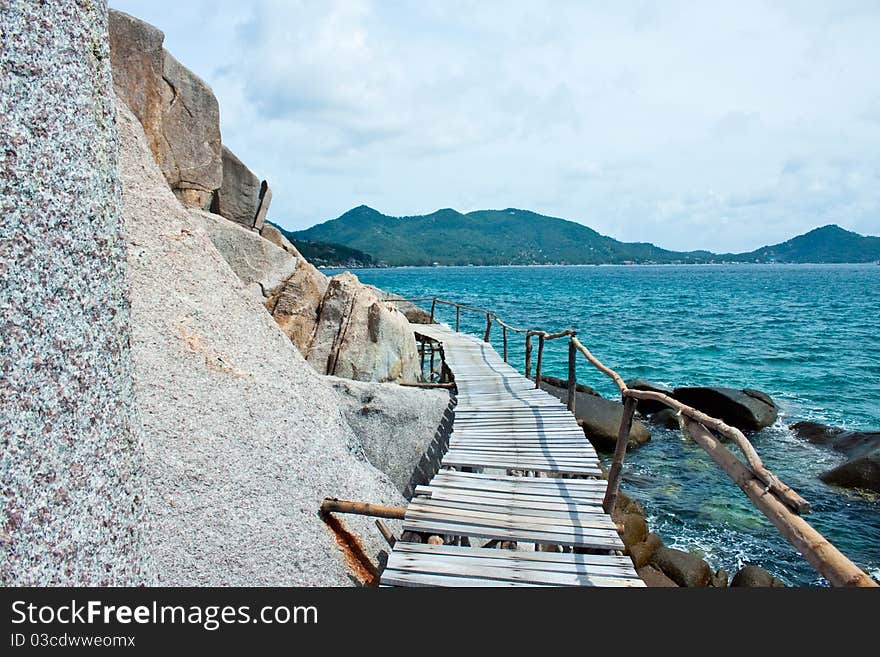 Walk way around the island. Walk way around the island