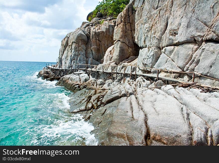 Wood bridge around the island. Wood bridge around the island