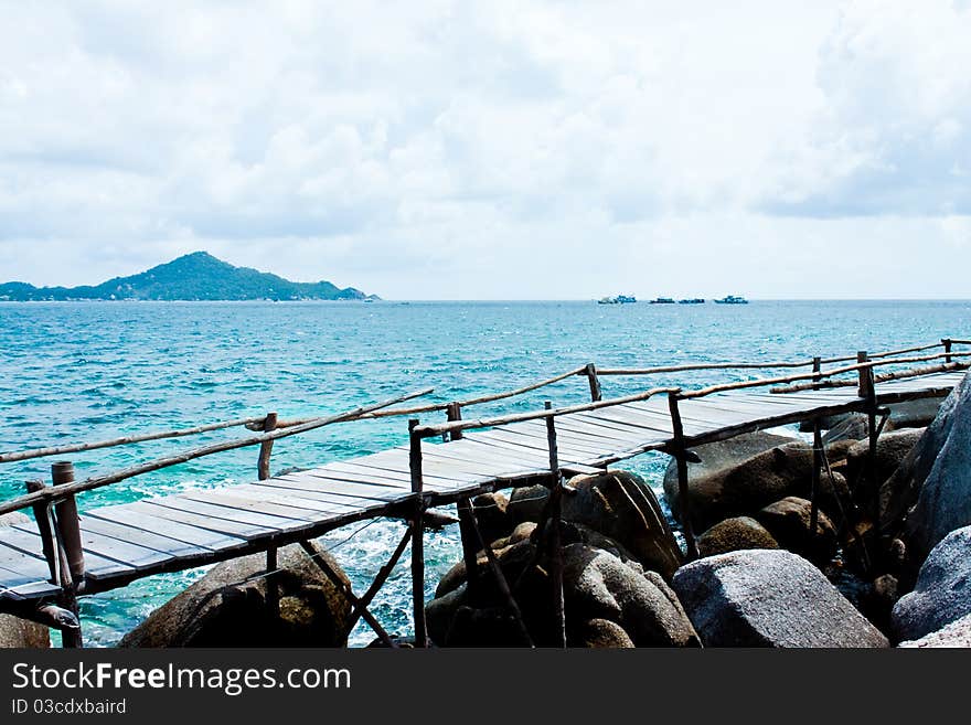 Wood bridge around the island. Wood bridge around the island