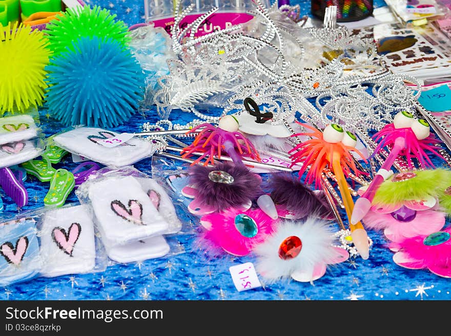 Various merchandise objects on sale at local county fair. Various merchandise objects on sale at local county fair.