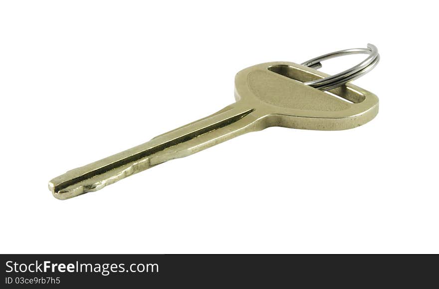 Closeup of metal key with ring