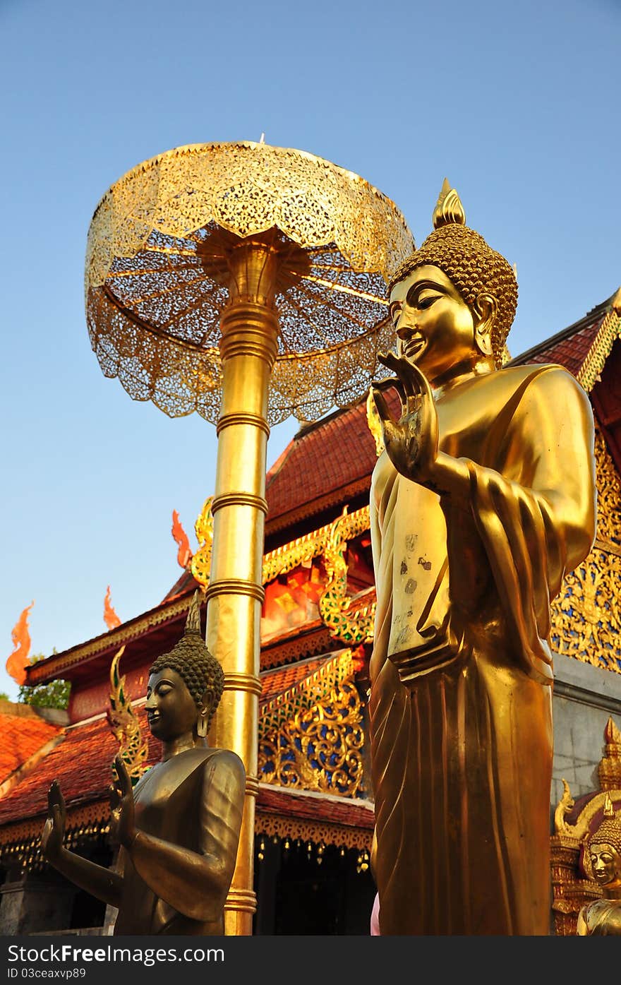 The golden buddha at Doi Suthep Temple, Chiangmai - Thailand