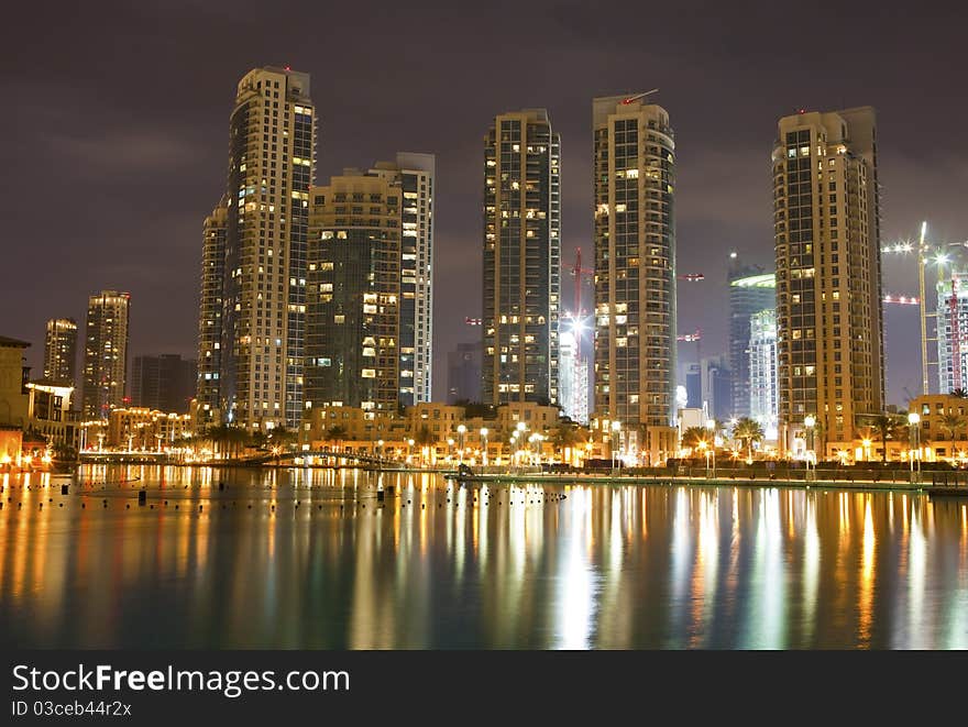 Dubai district at the night. Dubai district at the night