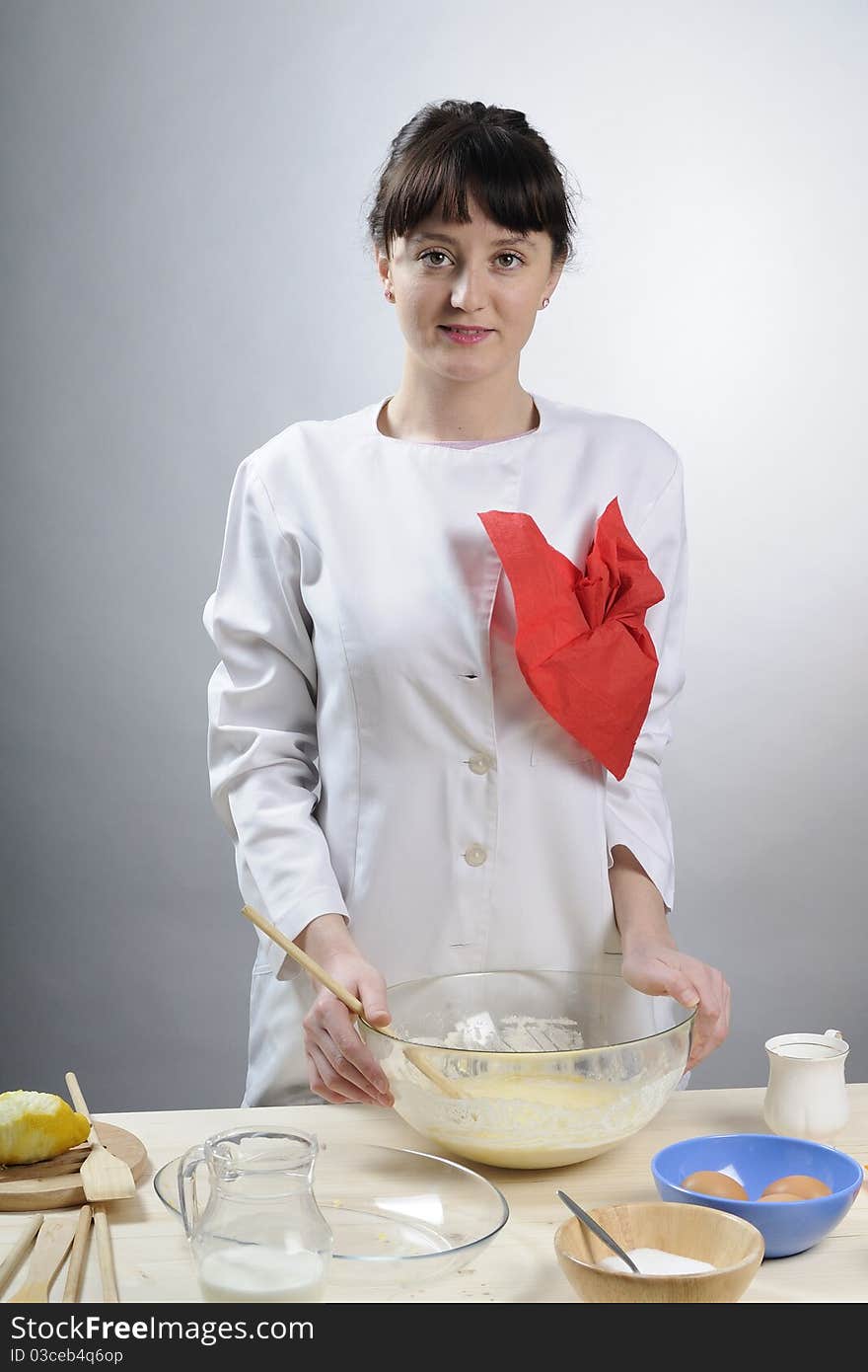 Girl Baking In Kitchen