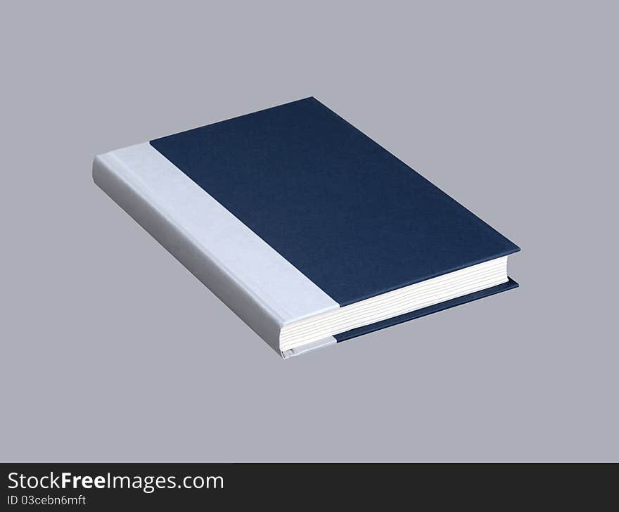 Plain blue book on gray background