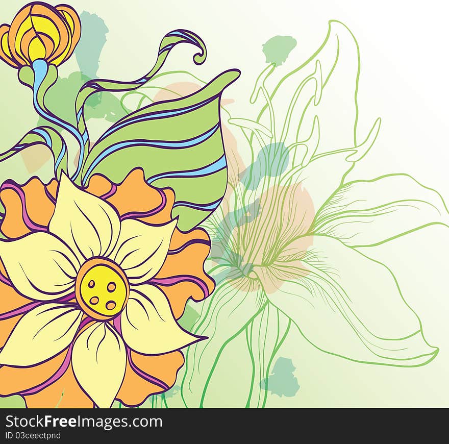 Abstract background with decorative plants