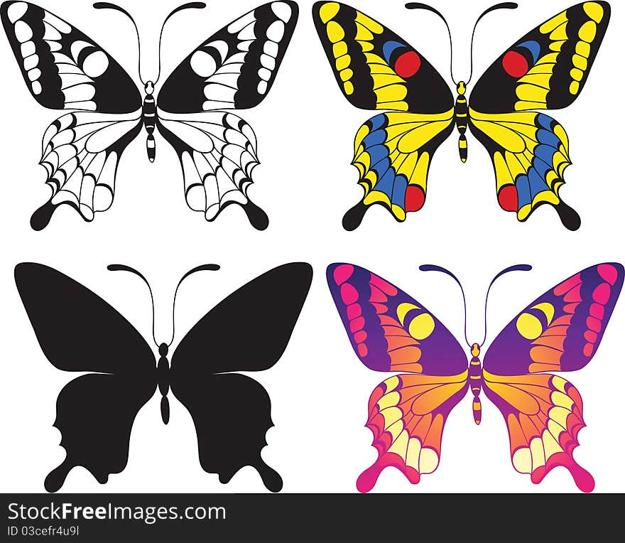 Set of butterflies