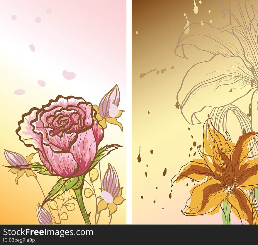 Two pictures with flowers