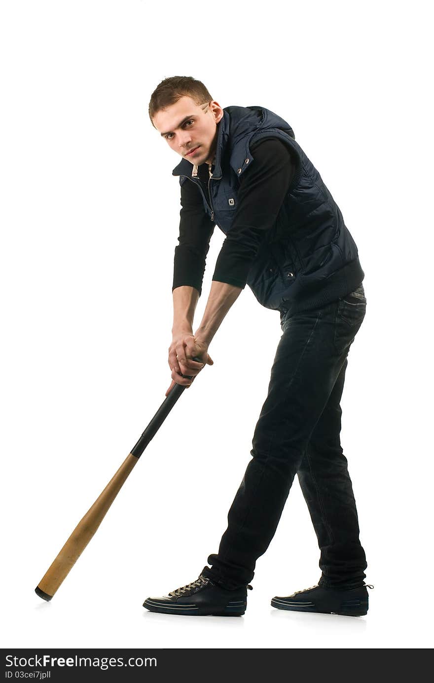 Young man with baseball bat