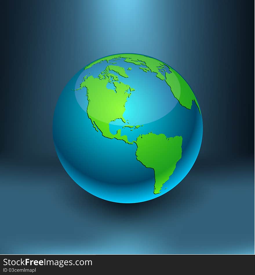 Blue high-detailed earth ball. Vector. Blue high-detailed earth ball. Vector.