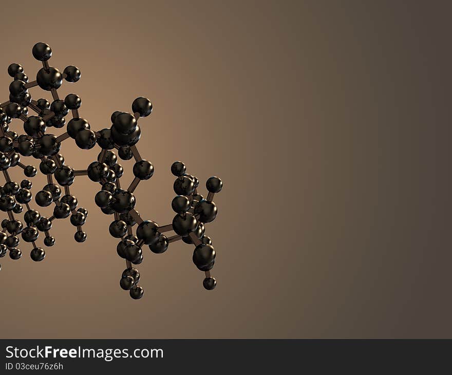 3D rendered brown glossy DNA structure on dark background
