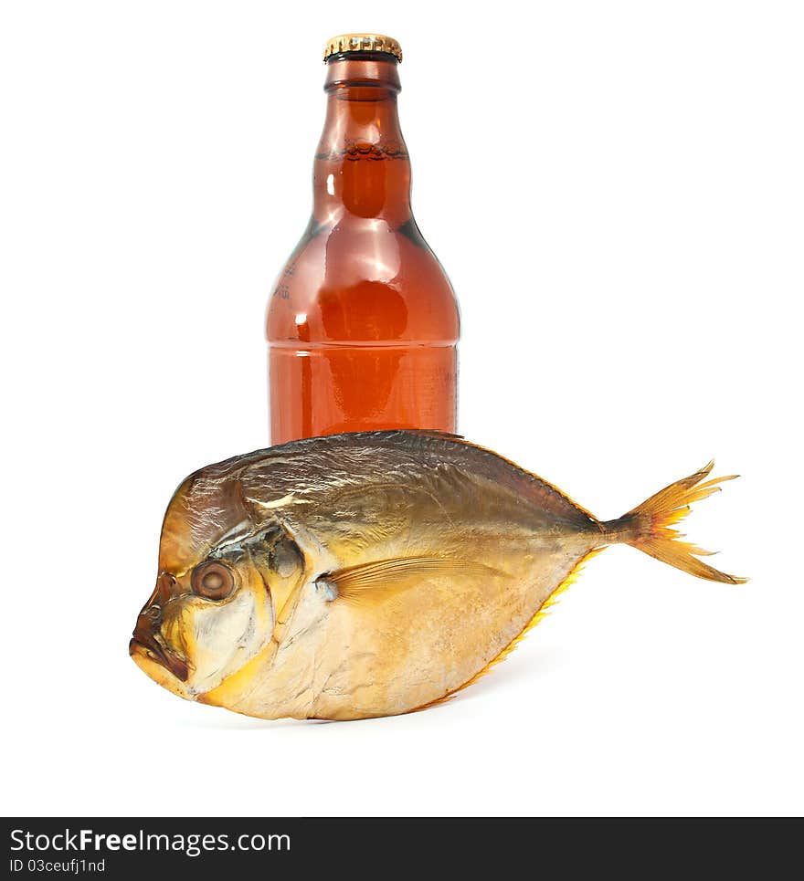 Smoked fish with a beer