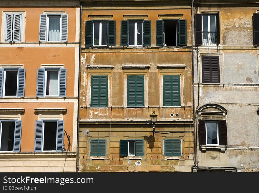 Detail of old colorful building in Trastevere, Rome. Detail of old colorful building in Trastevere, Rome