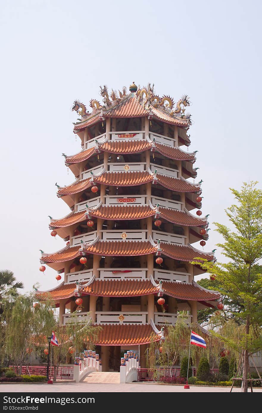 Chinese Pagoda clear air high in the sky bright. Chinese Pagoda clear air high in the sky bright