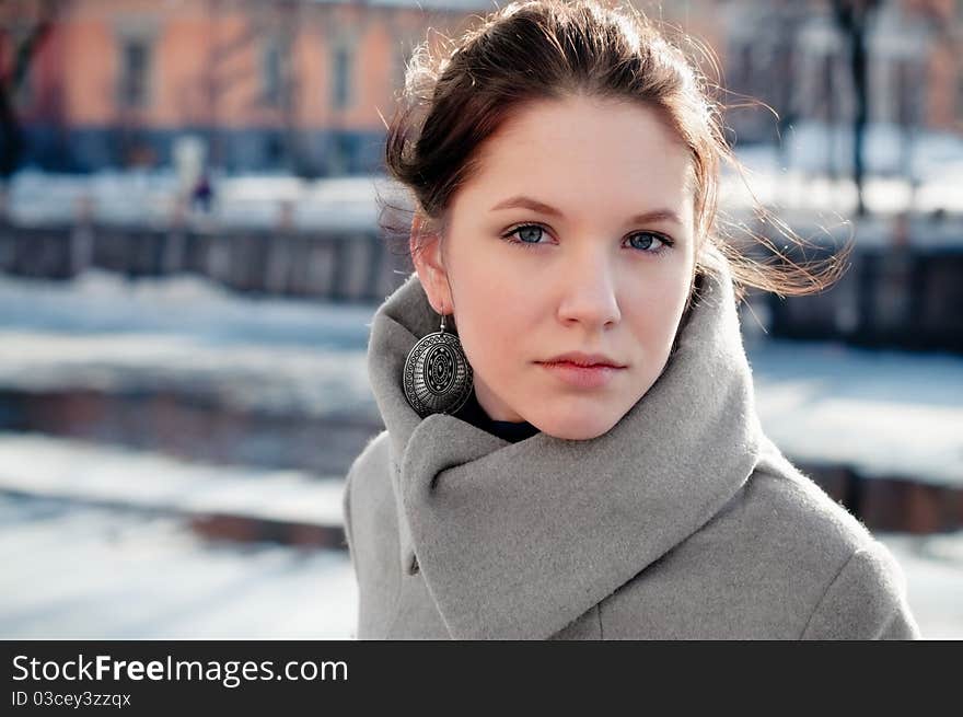 Portrait of a young woman outdoors. Portrait of a young woman outdoors