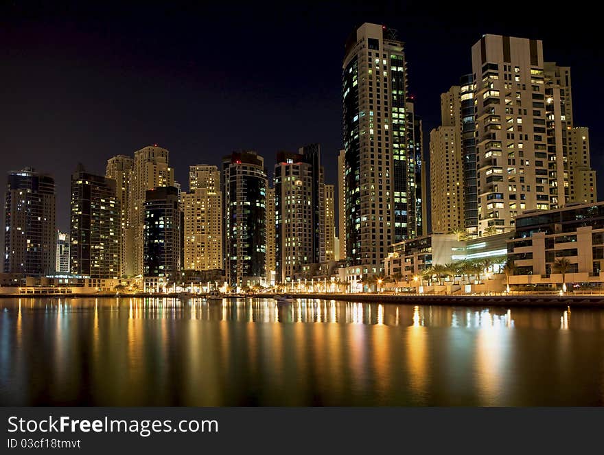 Dubai district at the night. Dubai district at the night