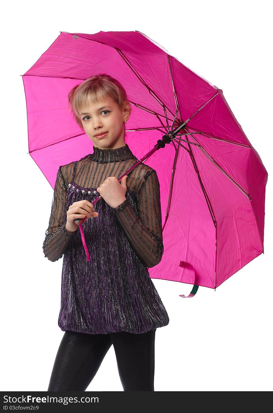 Pretty girl with pink umbrella