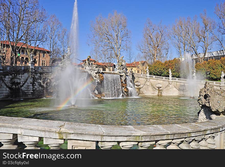 Fountain of the Months in Turin, Piedmont, Italy.