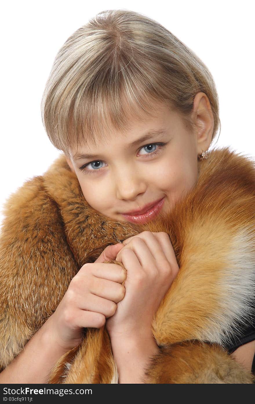 Beautiful Young Blond Girl In Fur