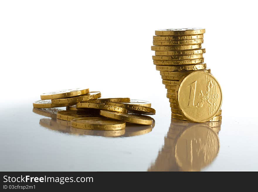 Euro coin on white background