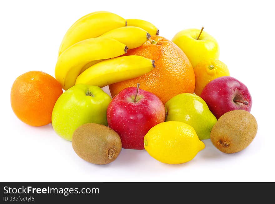 Composition with fruits isolated on white