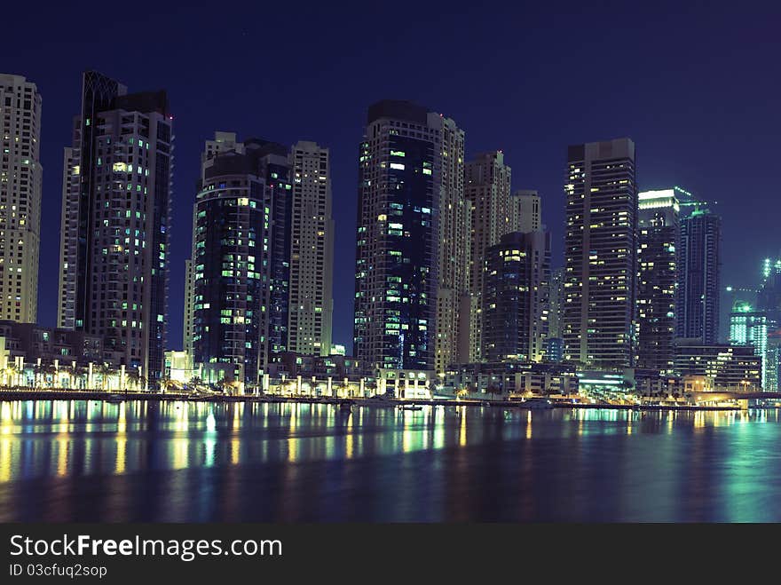 Dubai district at the night. Dubai district at the night