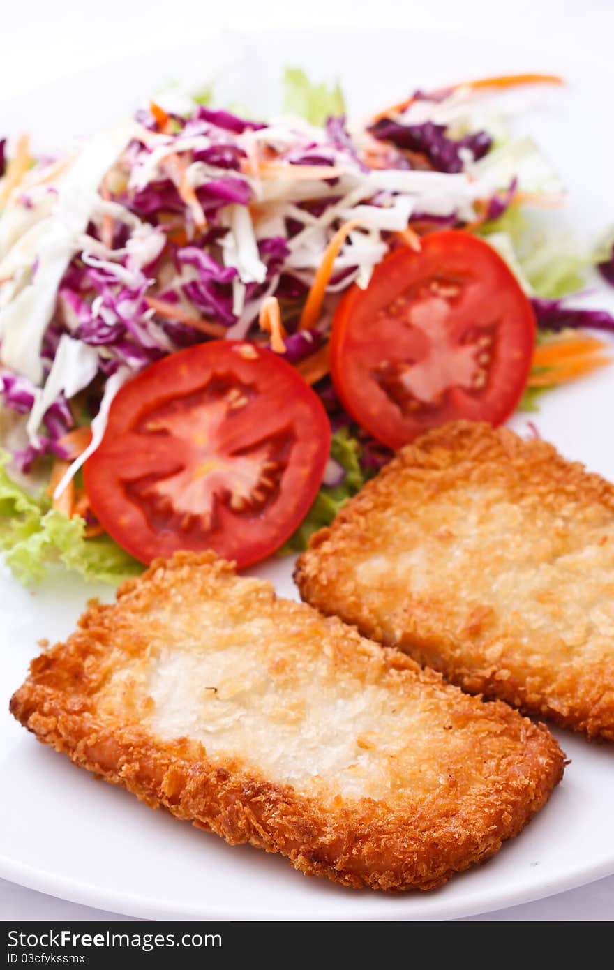 Fried fish and vegetables