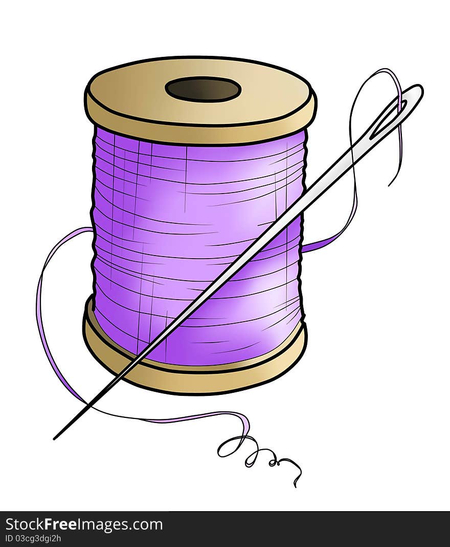 Purple yarn with a white needle(color). Purple yarn with a white needle(color)