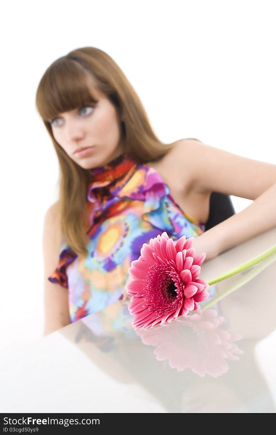 Beautiful woman with flower