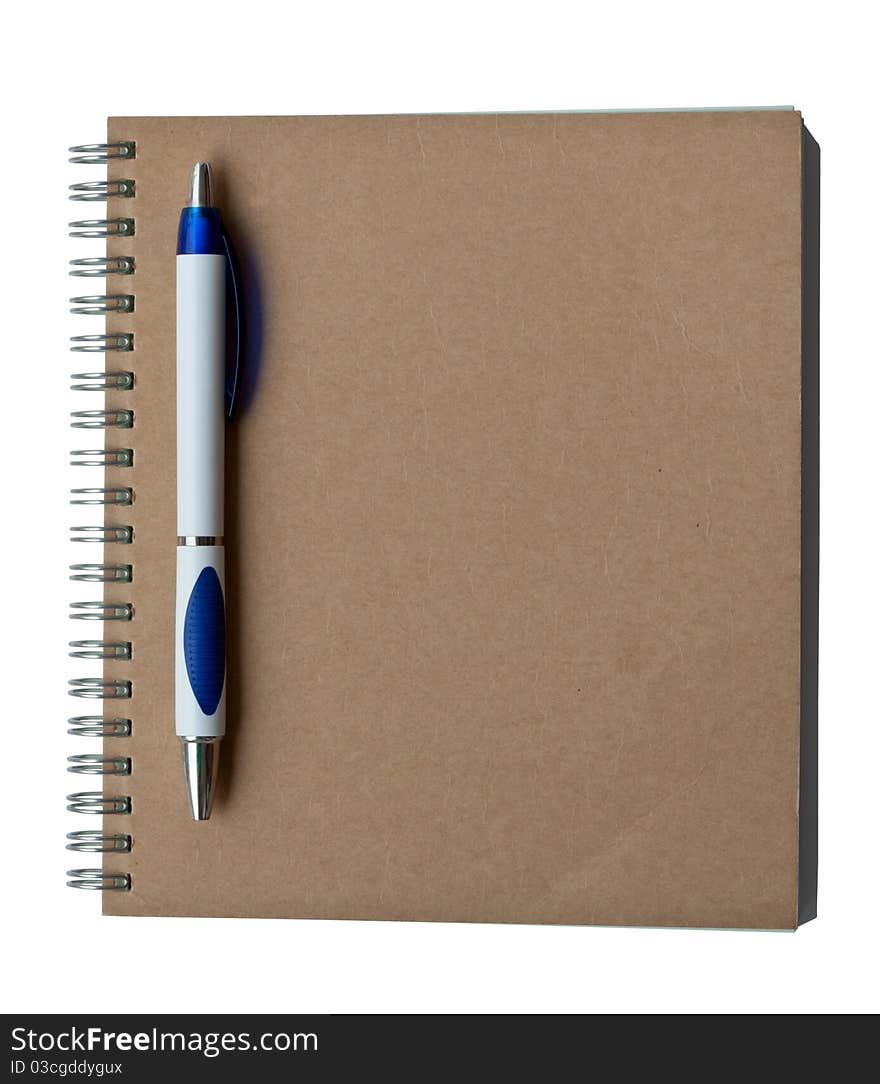 Recycle notebook brown cover with pen