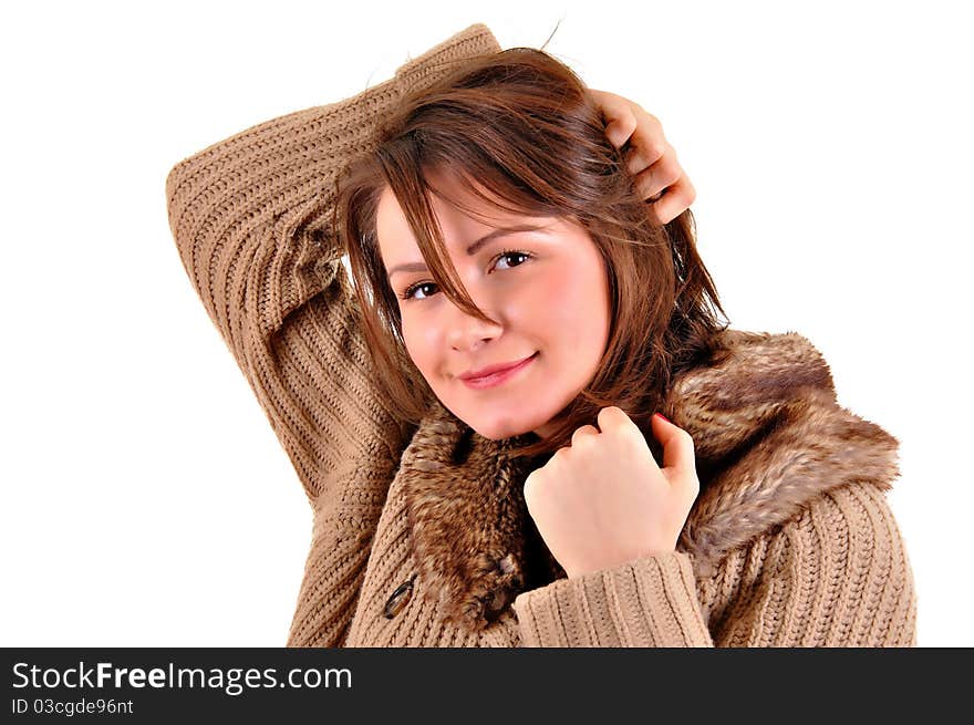 Beautiful woman on white background