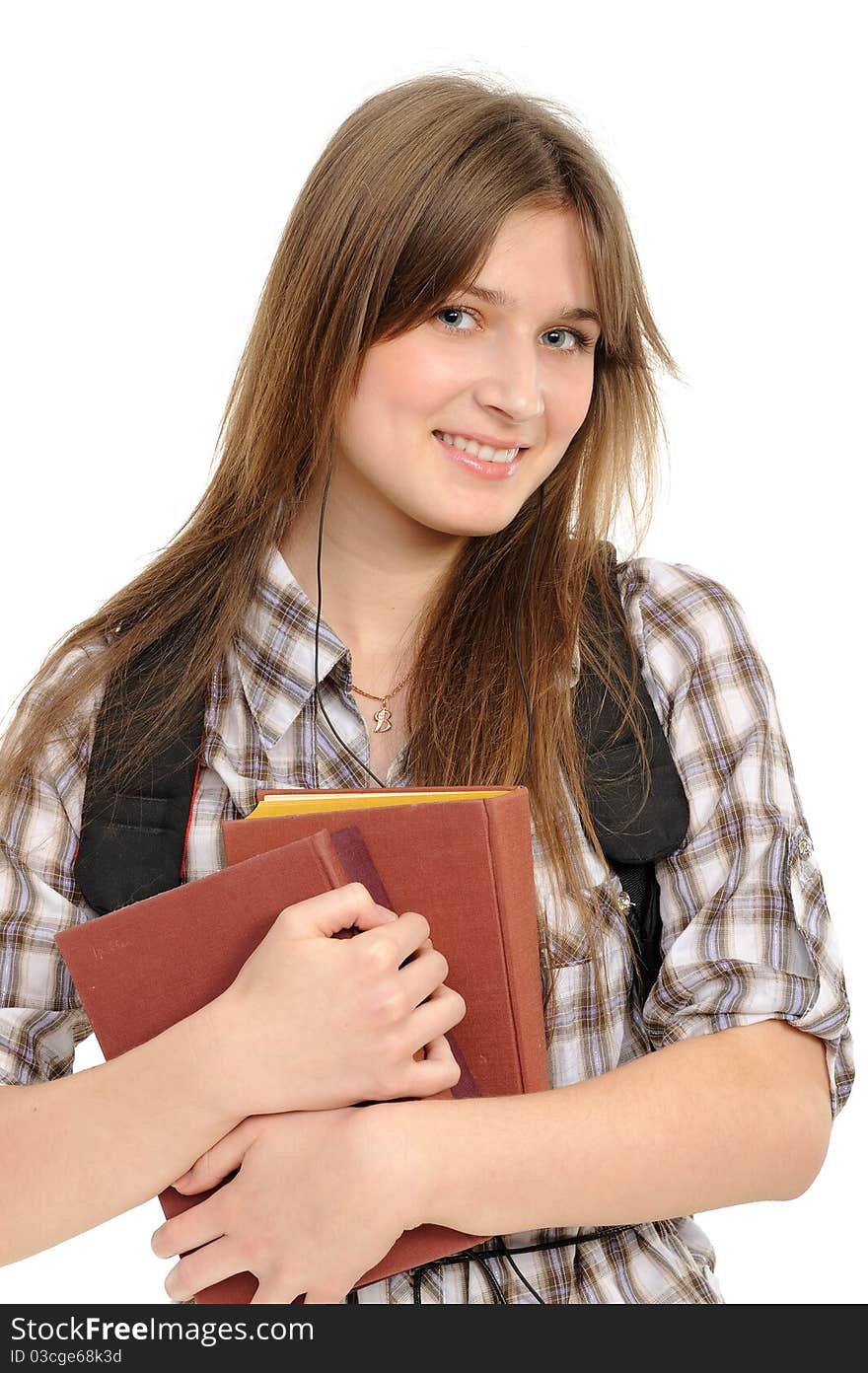 Girl With A Backpack, Holds The Book