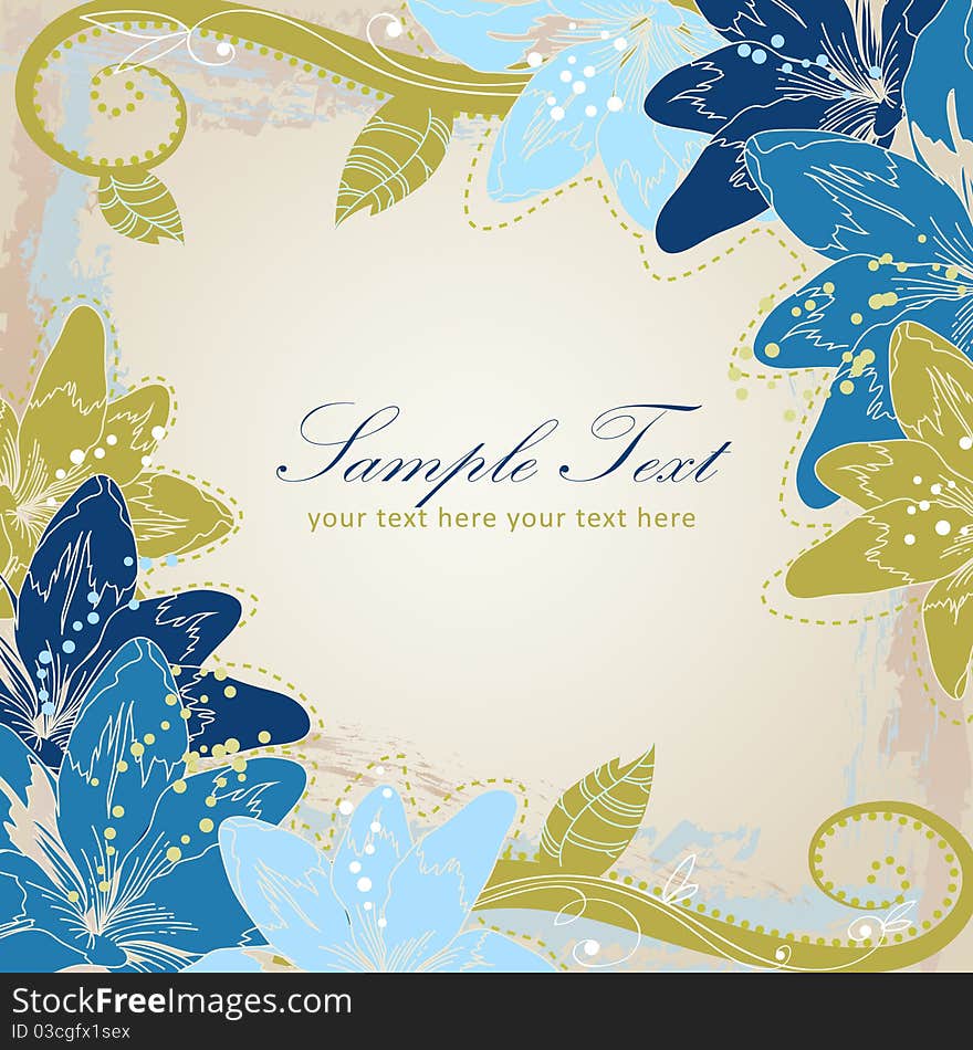 Decorative floral card with text. Decorative floral card with text