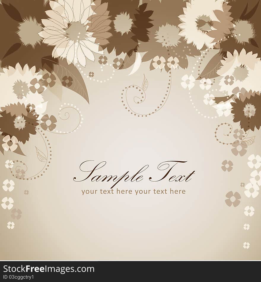 Floral greeting card with cute flower elements. Floral greeting card with cute flower elements