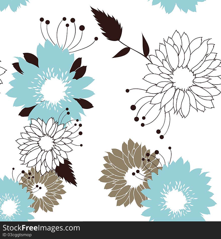 Ornate floral seamless retro pattern with beautiful flowers. Ornate floral seamless retro pattern with beautiful flowers