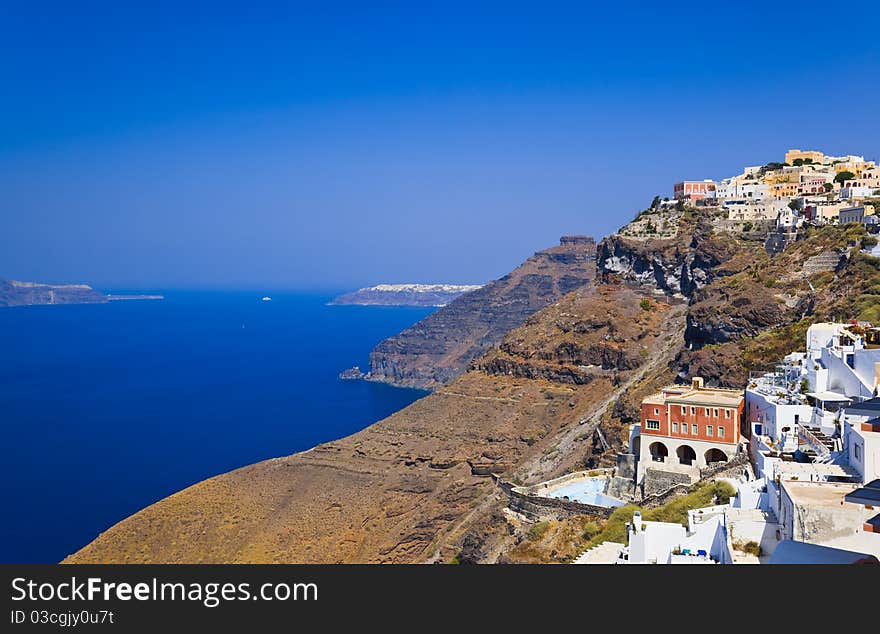 Santorini View (Fira), Greece - vacation background. Santorini View (Fira), Greece - vacation background