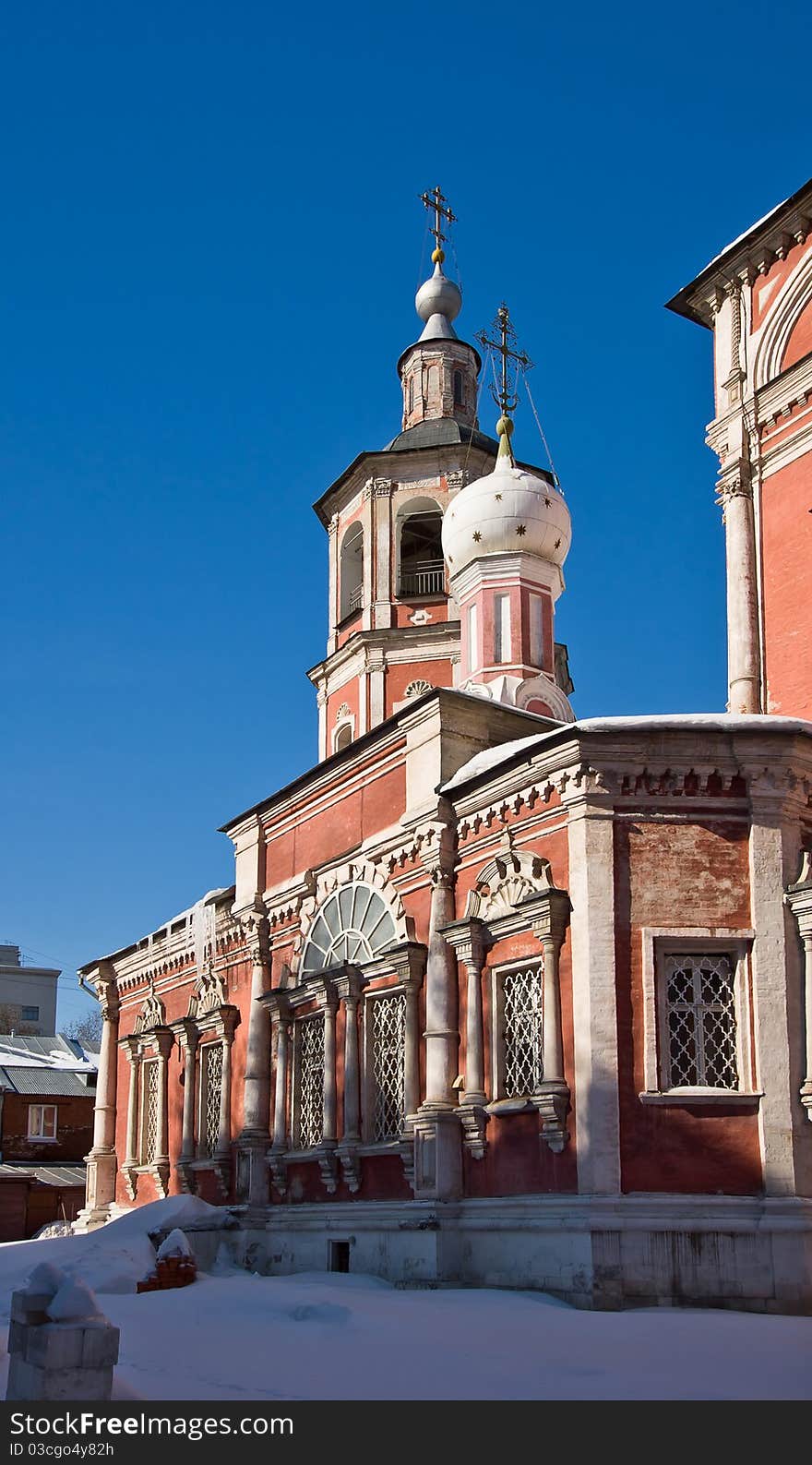 Orthodox church in the snow