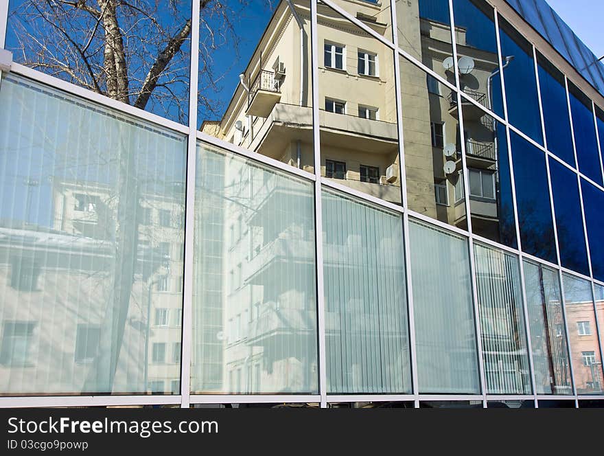 House reflection in glass