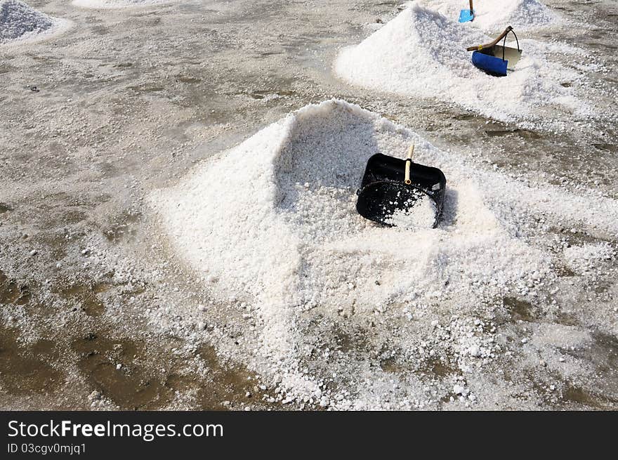 Heap of sea salt in Thailand. Heap of sea salt in Thailand