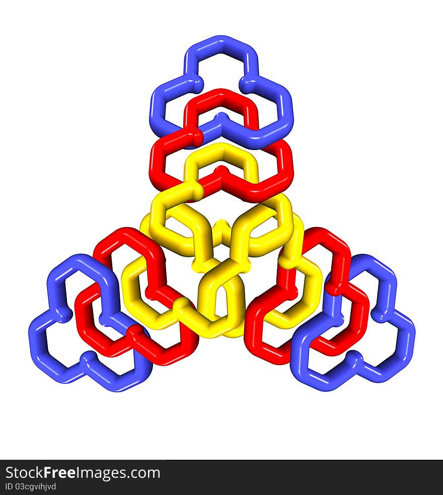 3d illustration of interlaced colorful design elements. 3d illustration of interlaced colorful design elements