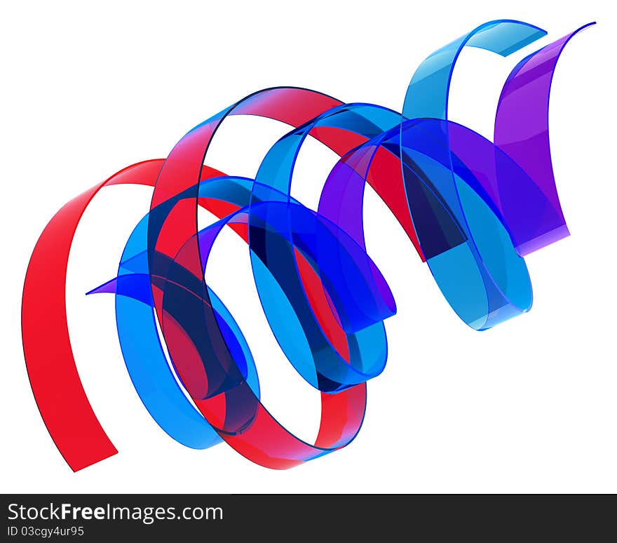 Abstract multicolored ribbons isolated over white