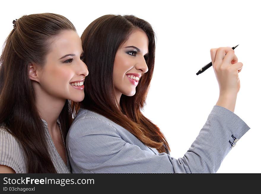 Portrait of two business woman during work