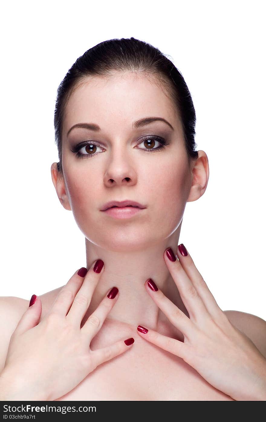 Elegant woman with red fingernail